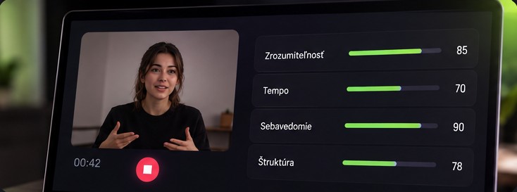 Záznam rečníčky a skóre pitchu po jednotlivých oblastiach